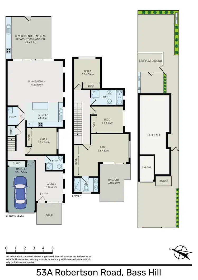 Floorplan of Homely semi-detached listing, 53A Robertson Road, Bass Hill NSW 2197