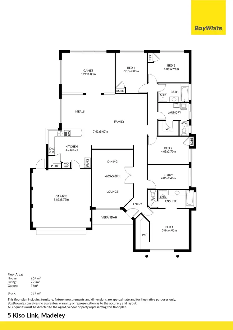 Floorplan of Homely house listing, 5 Kiso Link, Madeley WA 6065