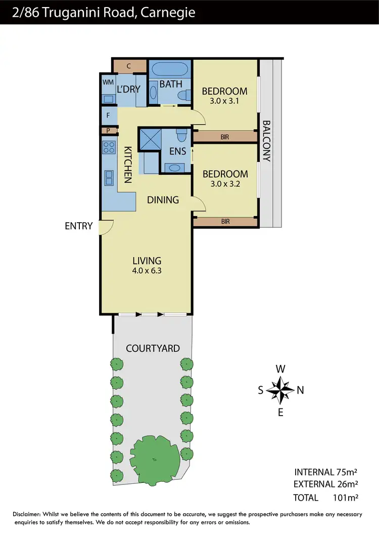 Floorplan of Homely apartment listing, 2/86 Truganini Road, Carnegie VIC 3163