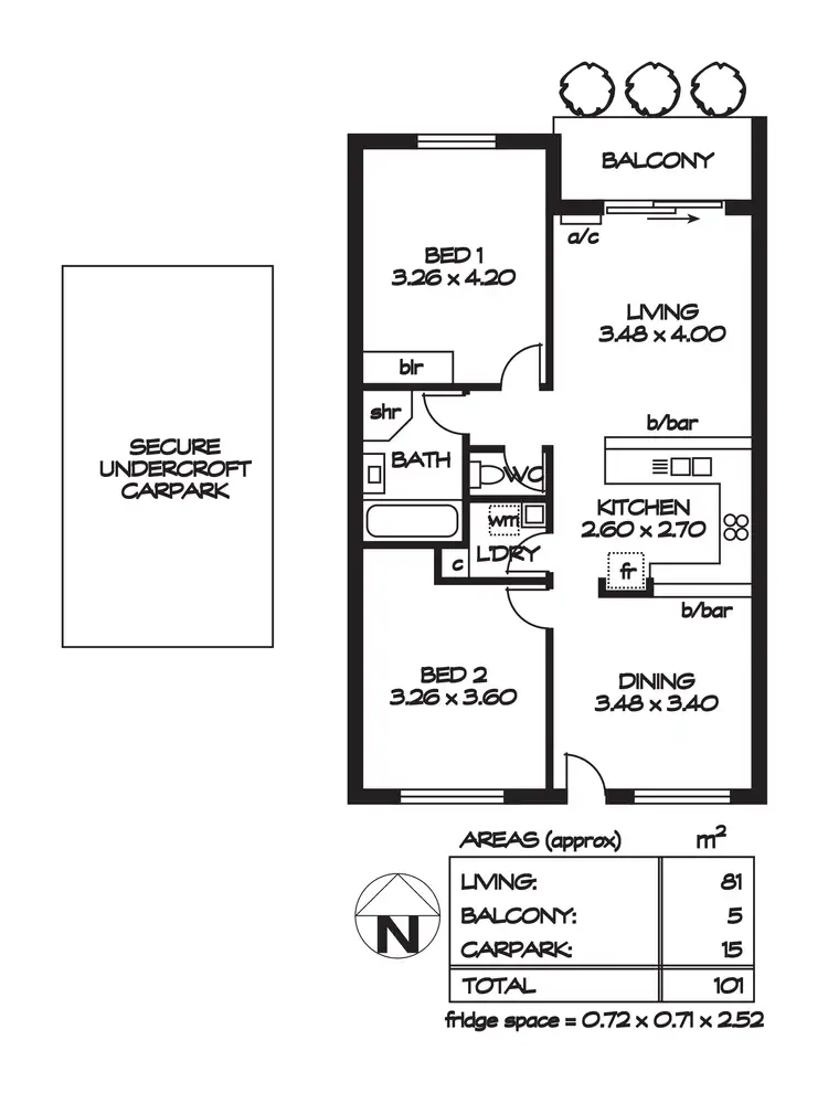 Floorplan of Homely unit listing, 6C/18 Bewes Street, Adelaide SA 5000