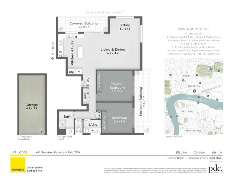 Floorplan of Homely apartment listing, 6/1 Rossiter Parade, Hamilton QLD 4007