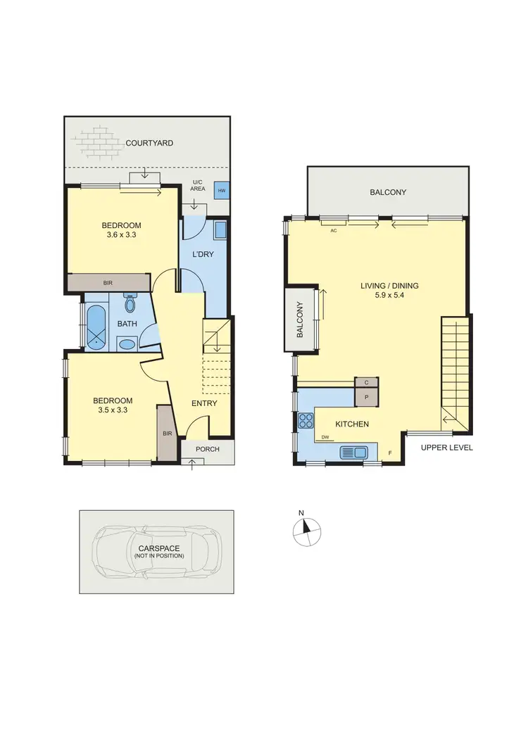 Floorplan of Homely townhouse listing, 7/80 Tinning Street, Brunswick VIC 3056