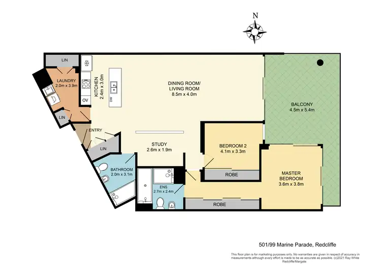 Floorplan of Homely apartment listing, 501/99 Marine Parade, Redcliffe QLD 4020