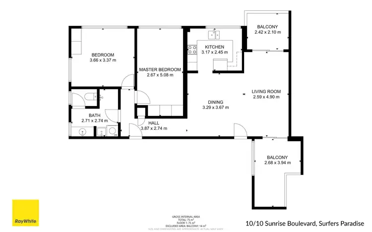 Floorplan of Homely apartment listing, 10/10 Sunrise Boulevard, Surfers Paradise QLD 4217
