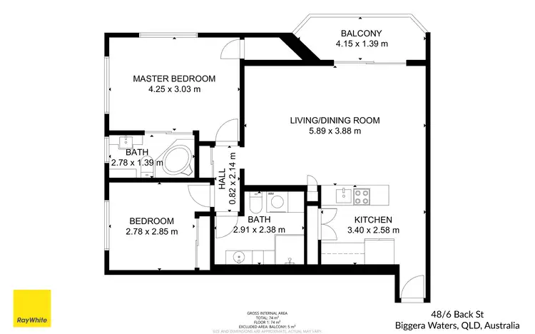 Floorplan of Homely unit listing, 48/6 Back Street, Biggera Waters QLD 4216