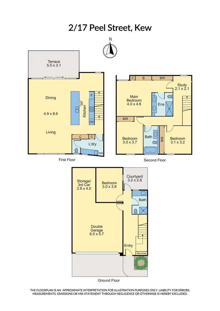Floorplan of Homely townhouse listing, 2/17 Peel Street, Kew VIC 3101