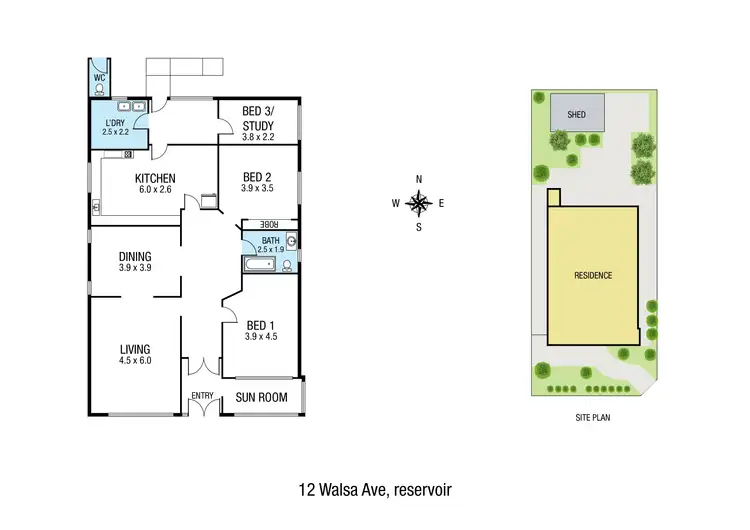 Floorplan of Homely house listing, 12 Walsal Avenue, Reservoir VIC 3073