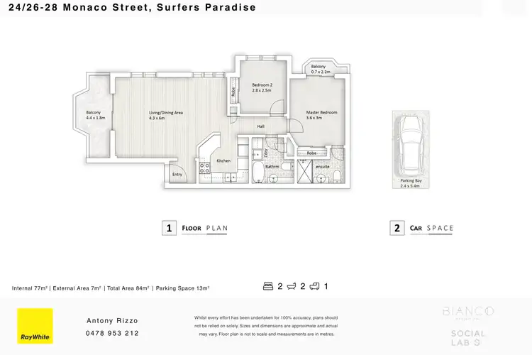 Floorplan of Homely unit listing, 24/26-28 Monaco Street, Surfers Paradise QLD 4217
