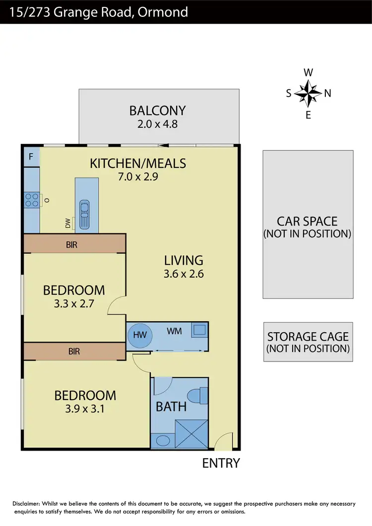 Floorplan of Homely apartment listing, 15/273 Grange Road, Ormond VIC 3204