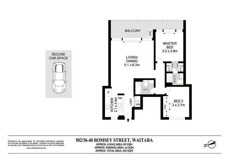 Floorplan of Homely apartment listing, 502/36-40 Romsey Street, Waitara NSW 2077