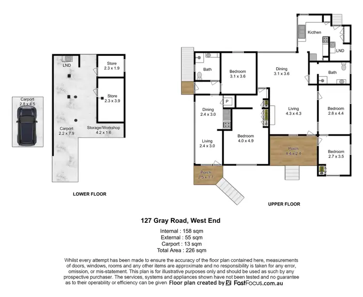 Floorplan of Homely semi-detached listing, 127 Gray Road, West End QLD 4101