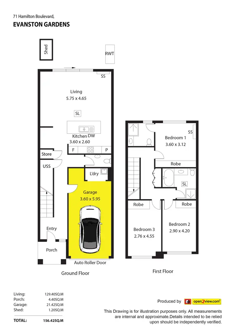 Floorplan of Homely townhouse listing, 71 Hamilton Boulevard, Evanston Gardens SA 5116