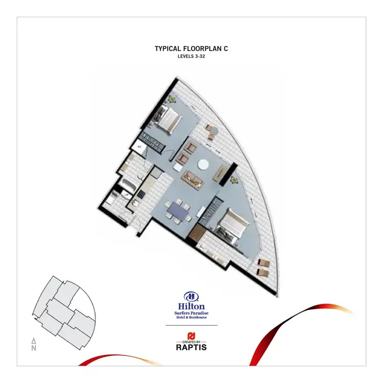 Floorplan of Homely apartment listing, 12903/3113 Surfers Paradise Boulevard, Surfers Paradise QLD 4217