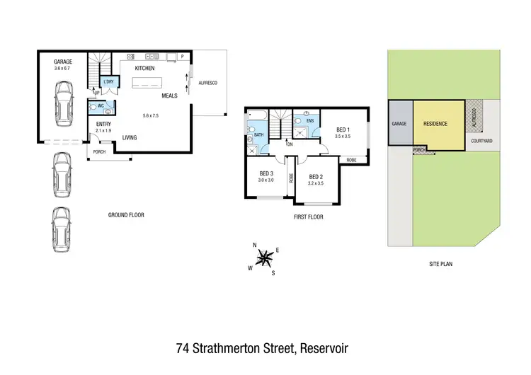 Floorplan of Homely townhouse listing, 74 Strathmerton Street, Reservoir VIC 3073