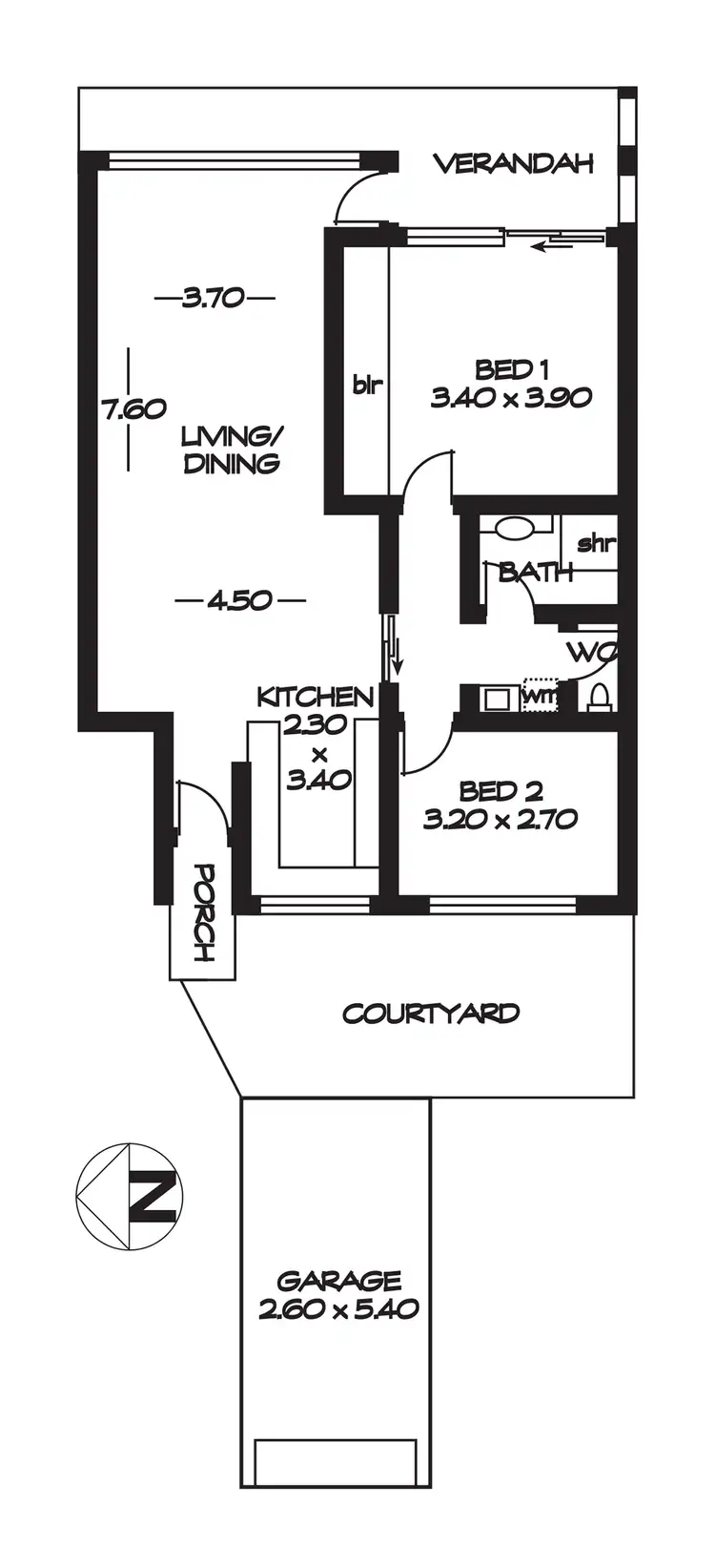 Floorplan of Homely unit listing, 1/80 Military Road, Tennyson SA 5022