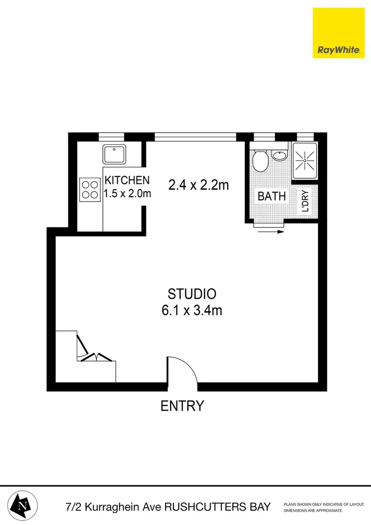 Floorplan of Homely studio listing, 7/2 Kurraghein Avenue, Rushcutters Bay NSW 2011