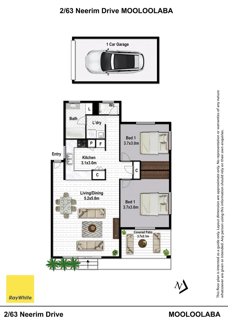 Floorplan of Homely unit listing, 2/63 Neerim Drive, Mooloolaba QLD 4557