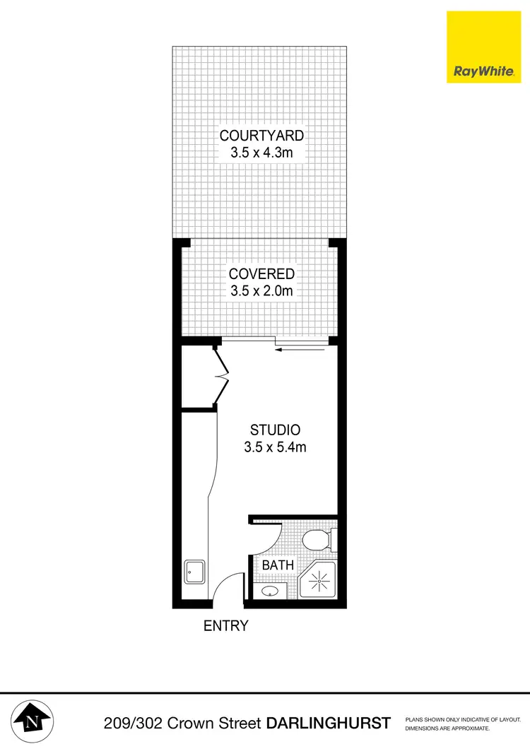 Floorplan of Homely studio listing, 209/302-308 Crown Street, Darlinghurst NSW 2010