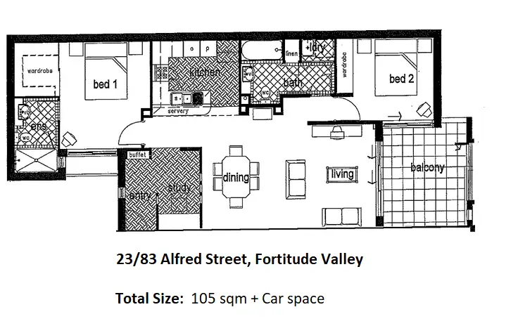 Floorplan of Homely apartment listing, 23/83 Alfred Street, Fortitude Valley QLD 4006