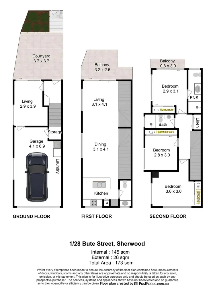 Floorplan of Homely townhouse listing, 1/28 Bute Street, Sherwood QLD 4075
