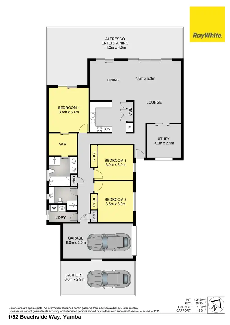 Floorplan of Homely semi-detached listing, 1/52 Beachside Way, Yamba NSW 2464