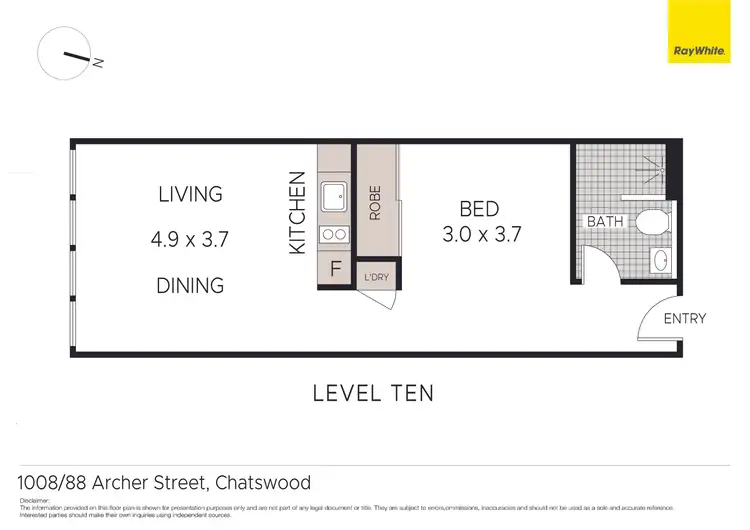 Floorplan of Homely studio listing, 1008/88 Archer Street, Chatswood NSW 2067