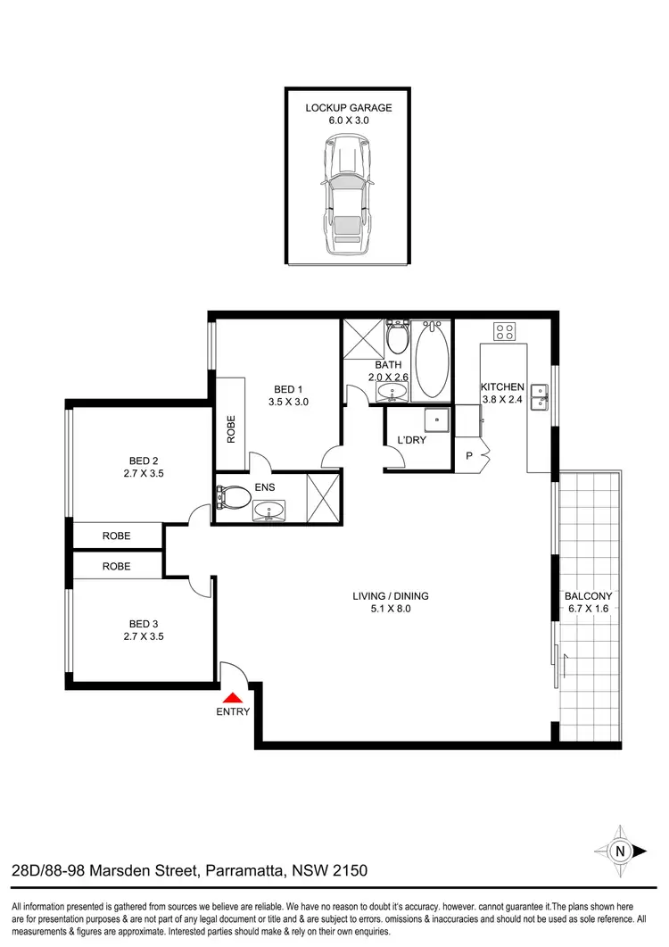 Floorplan of Homely apartment listing, 28D/88-98 Marsden Street, Parramatta NSW 2150
