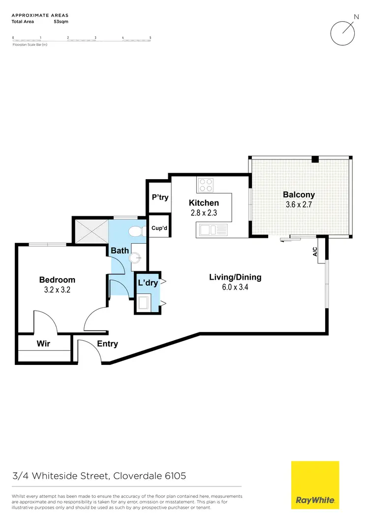 Floorplan of Homely unit listing, 3/4 Whiteside Street, Cloverdale WA 6105