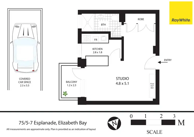 Floorplan of Homely studio listing, 75/5-7 Esplanade, Elizabeth Bay NSW 2011