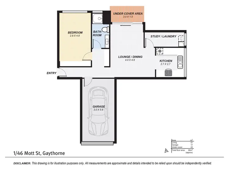 Floorplan of Homely unit listing, 1/46 Mott Street, Gaythorne QLD 4051