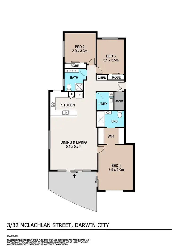 Floorplan of Homely unit listing, 3/32 McLachlan Street, Darwin City NT 800