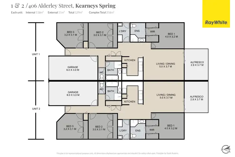 Floorplan of Homely unit listing, 1 & 2/406 Alderley Street, Kearneys Spring QLD 4350