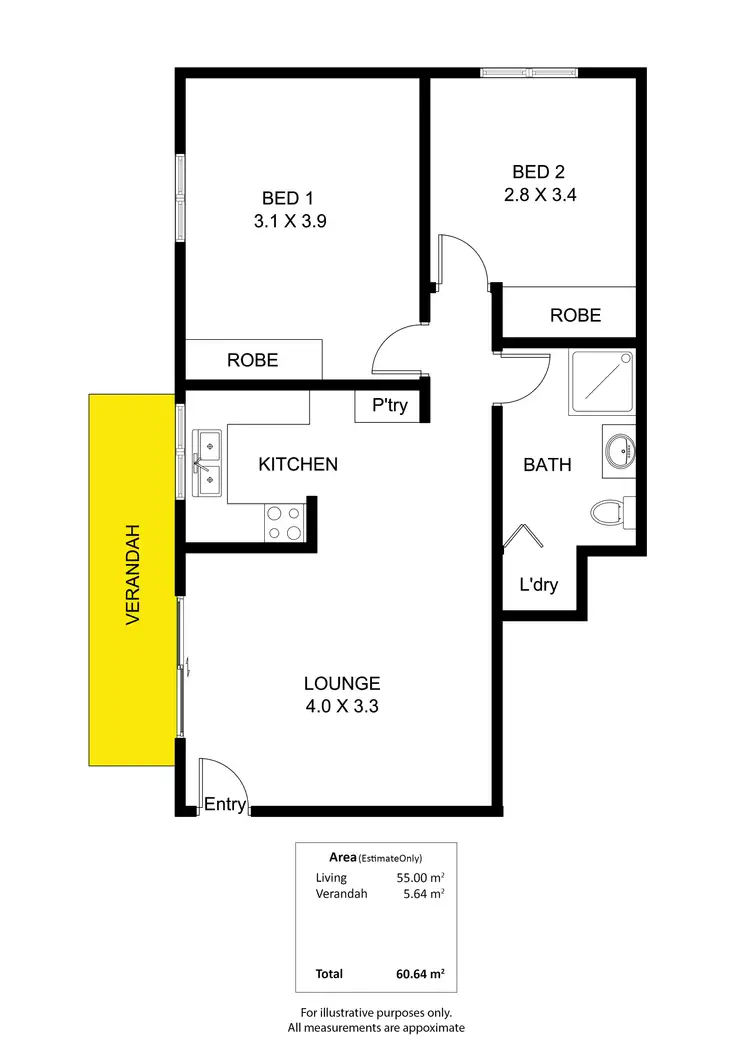 Floorplan of Homely unit listing, 1/2 Alison Street, Glenelg North SA 5045