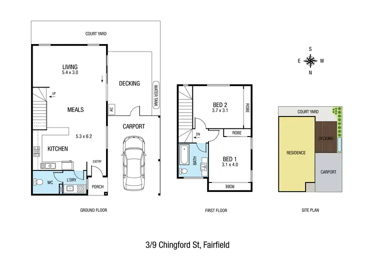 Floorplan of Homely townhouse listing, 3/9 Chingford Street, Fairfield VIC 3078