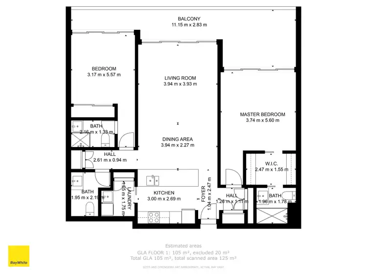 Floorplan of Homely apartment listing, 2207/2 Activa Way 'Azzura Greens', Hope Island QLD 4212