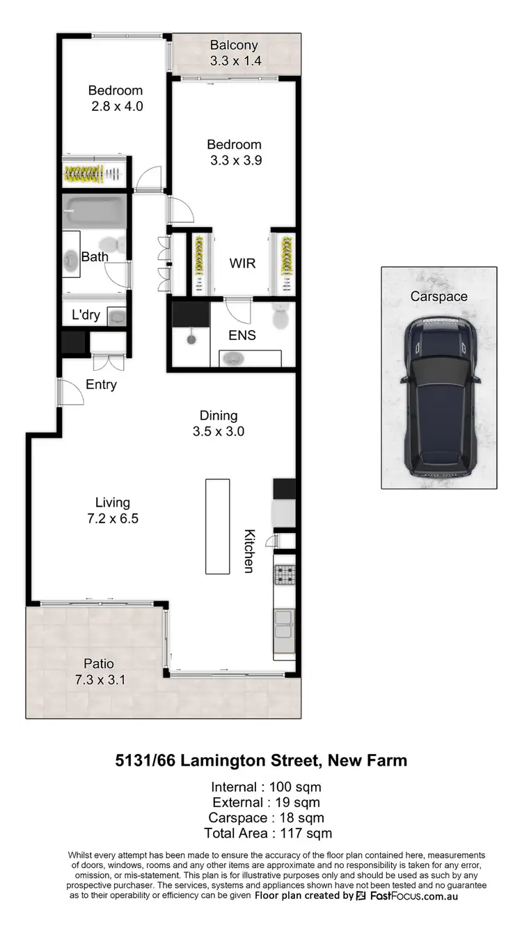 Floorplan of Homely apartment listing, 5131/66 Lamington Street, New Farm QLD 4005