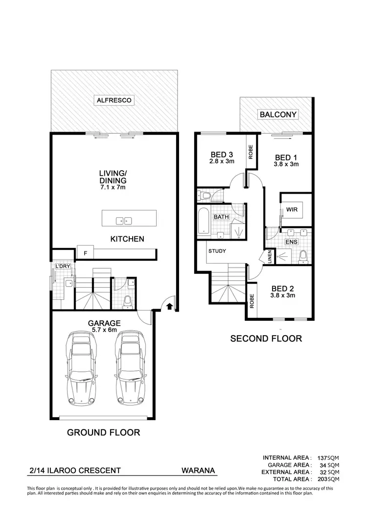 Floorplan of Homely semi-detached listing, 2/14 Ilaroo Crescent, Warana QLD 4575