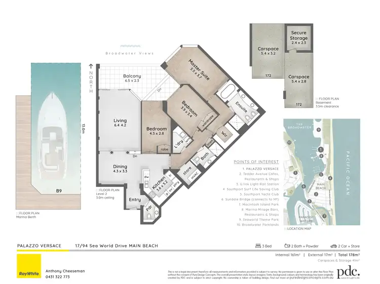 Floorplan of Homely apartment listing, 17/94 Seaworld Drive 'Palazzo Versace', Main Beach QLD 4217