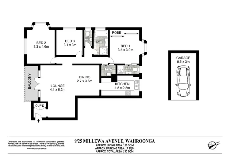 Floorplan of Homely apartment listing, 9/25-27 Millewa Avenue, Wahroonga NSW 2076