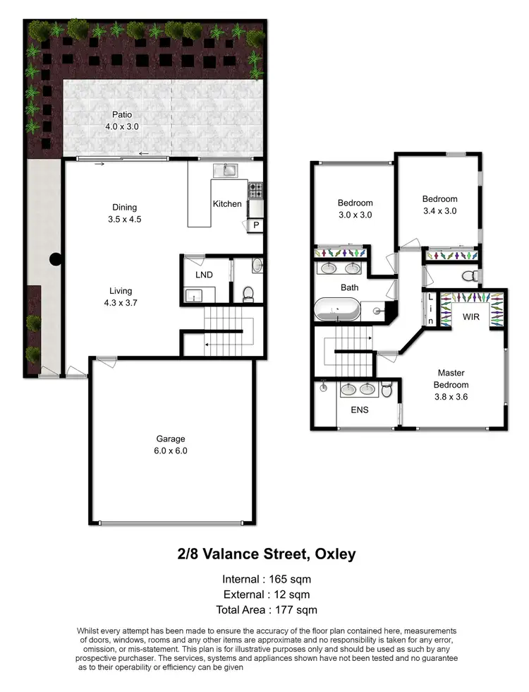 Floorplan of Homely townhouse listing, 2/8 Valance Street, Oxley QLD 4075