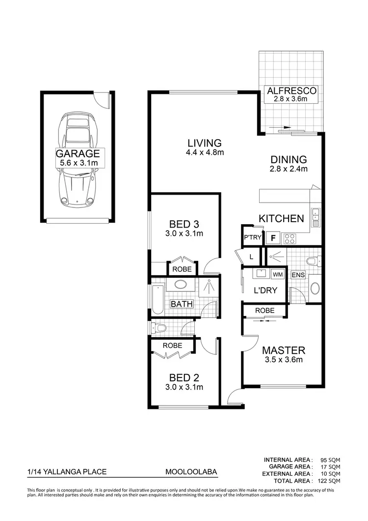 Floorplan of Homely unit listing, 1/14 Yallanga Place, Mooloolaba QLD 4557