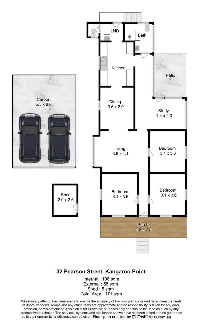 Floorplan of Homely house listing, 32 Pearson Street, Kangaroo Point QLD 4169
