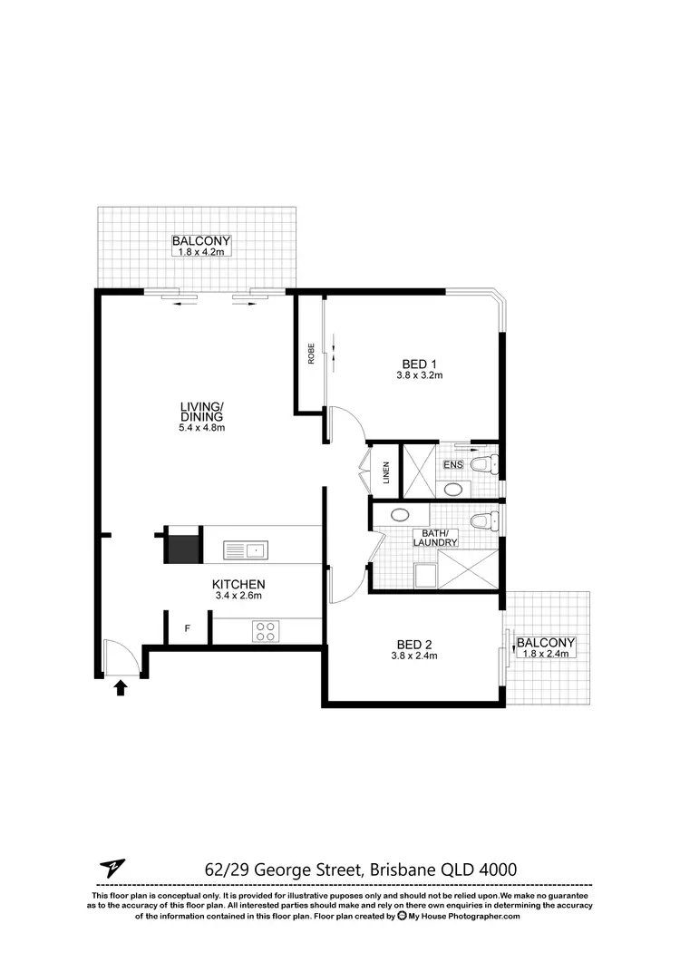 Floorplan of Homely apartment listing, 62/29 George Street, Brisbane City QLD 4000