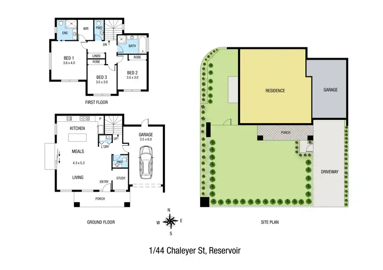 Floorplan of Homely townhouse listing, 1/44 Chaleyer Street, Reservoir VIC 3073