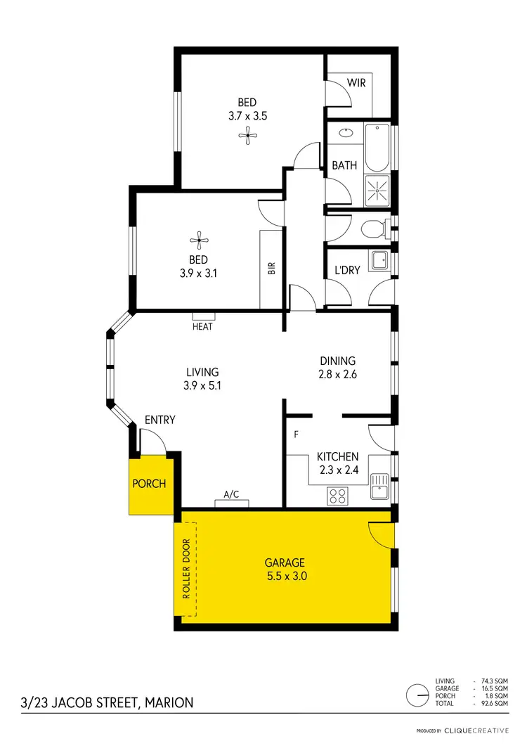 Floorplan of Homely unit listing, 3/23 Jacob Street, Marion SA 5043