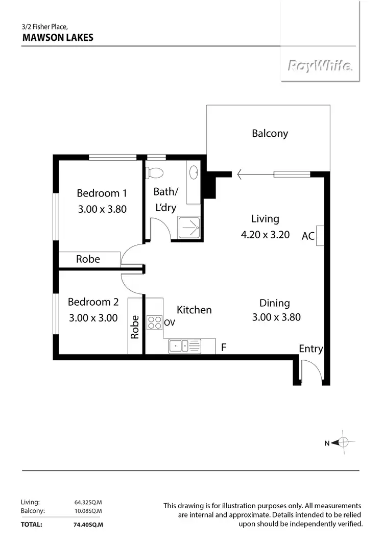 Floorplan of Homely apartment listing, 3/2 Fisher Place, Mawson Lakes SA 5095