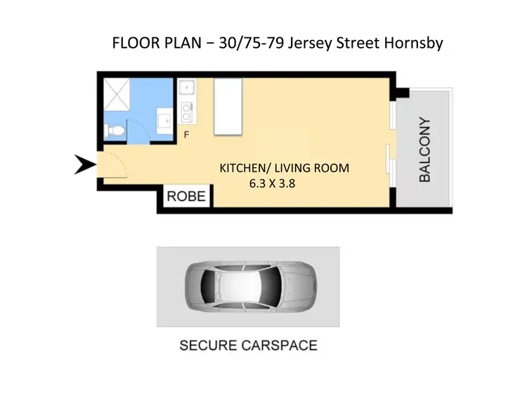 Floorplan of Homely studio listing, 30/75-79 Jersey Street North, Hornsby NSW 2077