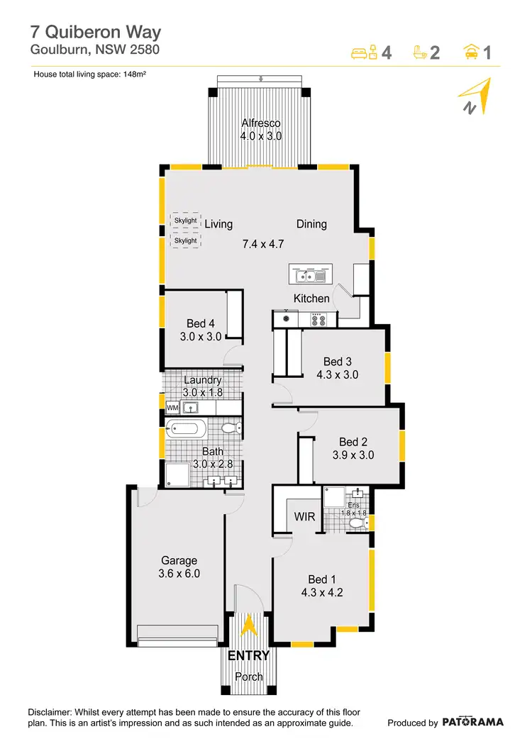 Floorplan of Homely semi-detached listing, 2/7 Quiberon Way, Goulburn NSW 2580