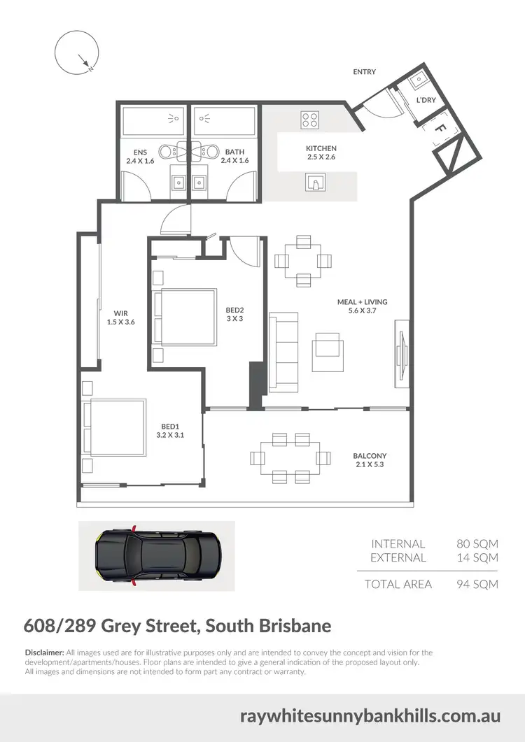 Floorplan of Homely apartment listing, 608/289 Grey Street, South Brisbane QLD 4101