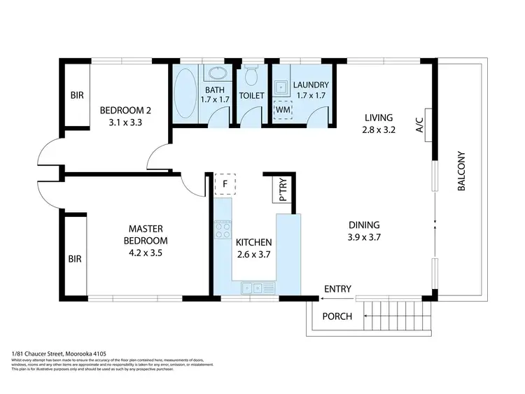 Floorplan of Homely unit listing, 1/81 Chaucer Street, Moorooka QLD 4105